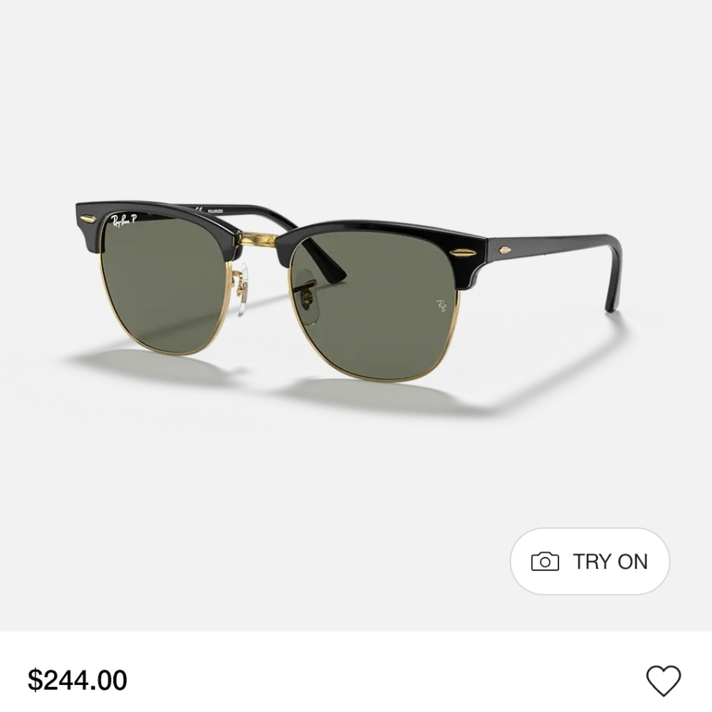 Ray-Ban Clubmaster Sunglasses — Black & Gold with Green Lenses